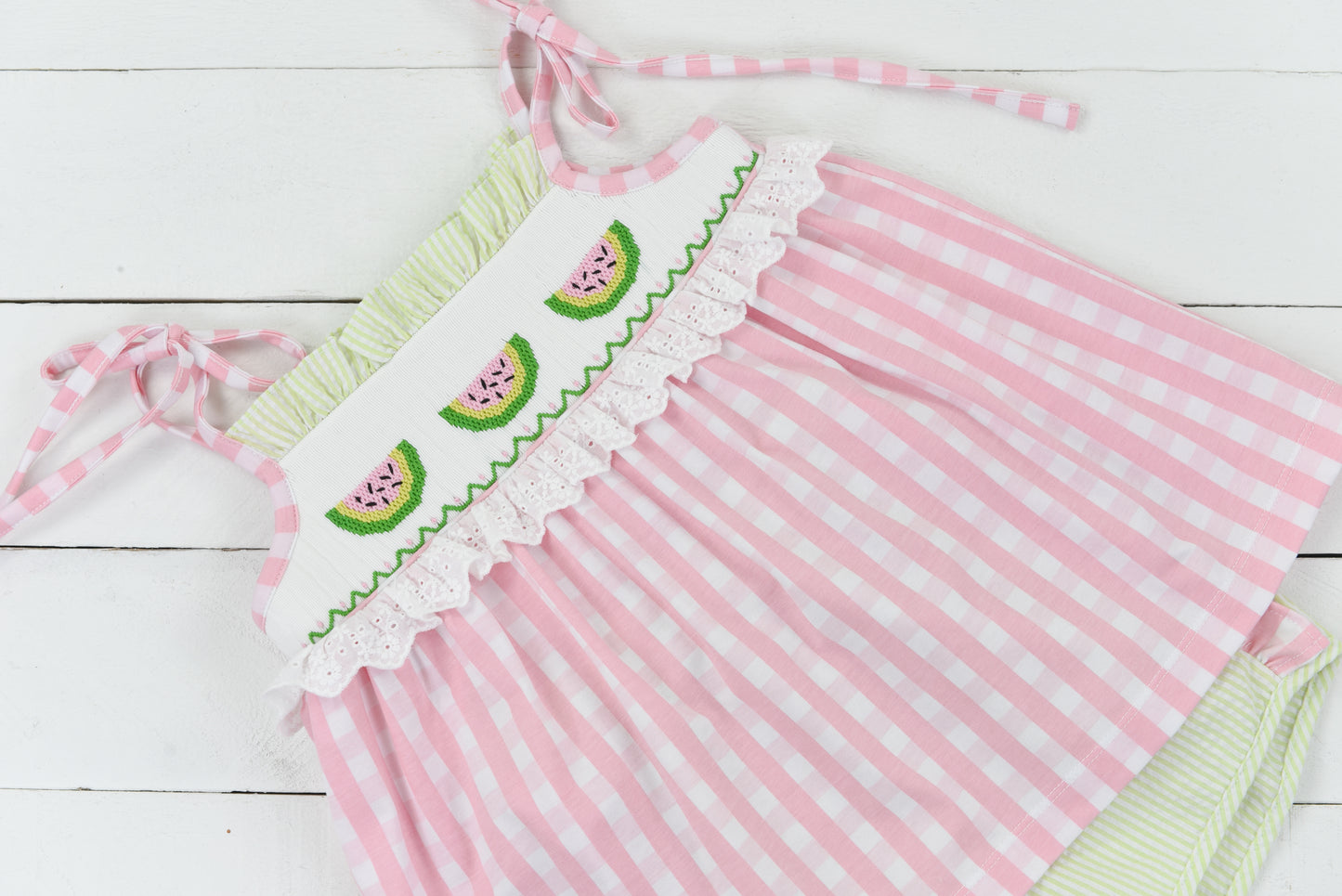 Smocked Watermelon Girl Short Set