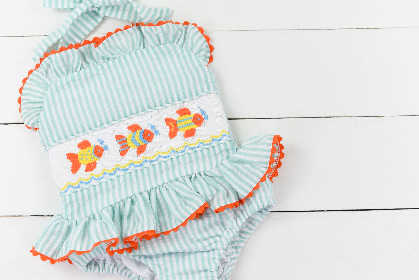 Smocked Fishie One Piece Swimsuit