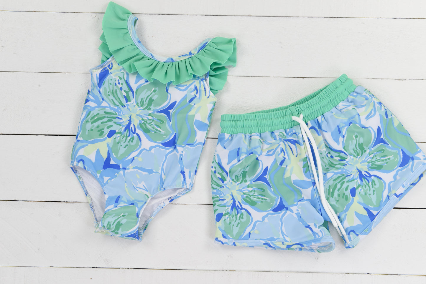 Floral 1pc Ruffle Swimsuit