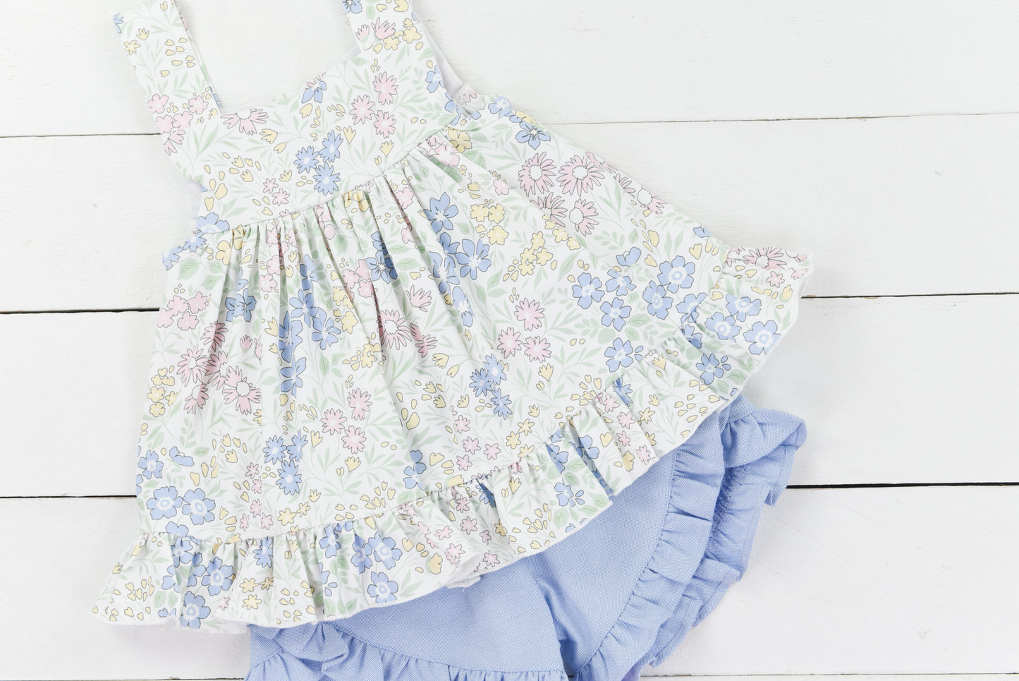 Yellow Simple Floral Short Set