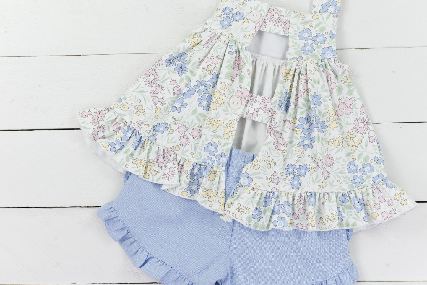 Yellow Simple Floral Short Set