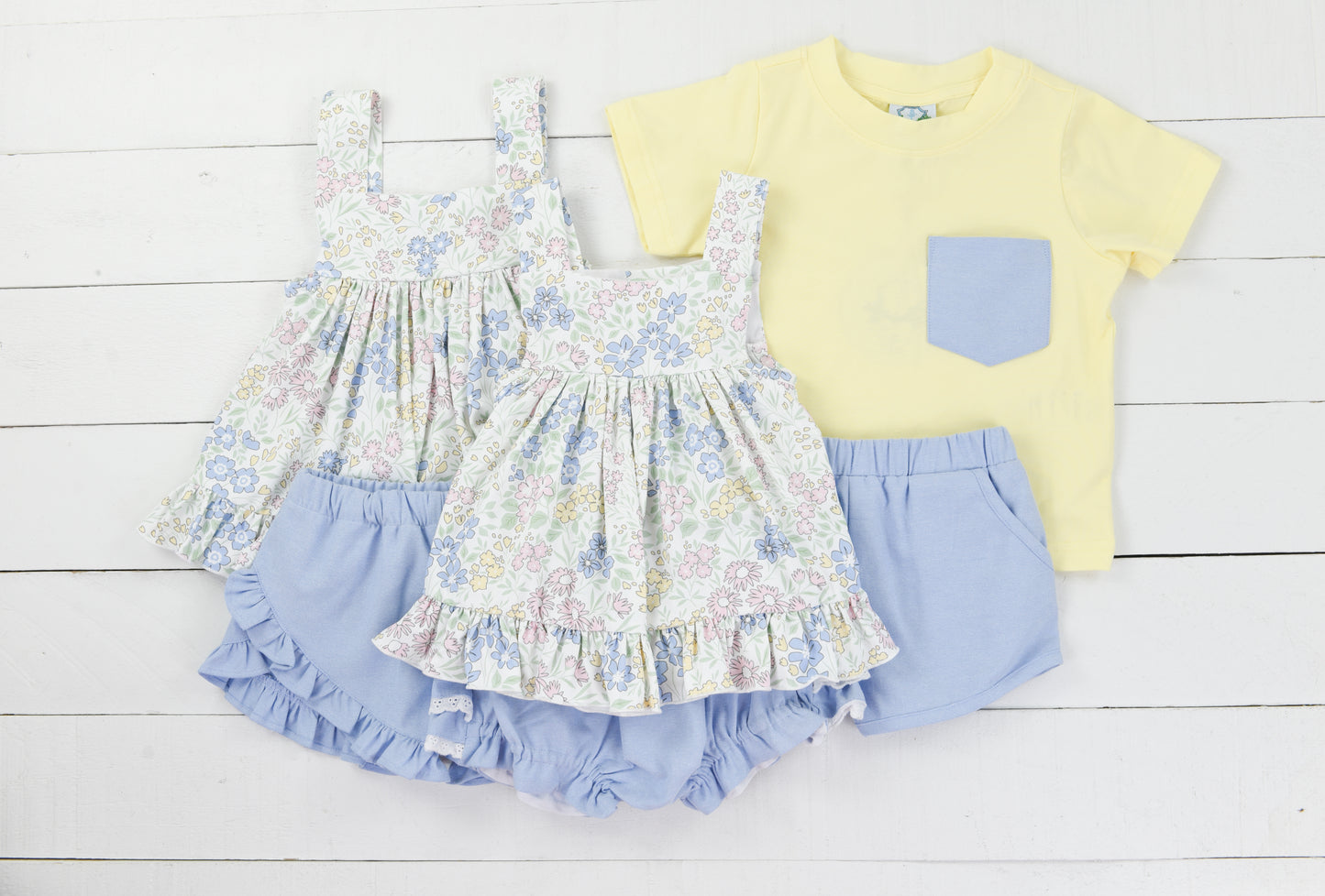Yellow Simple Floral Short Set