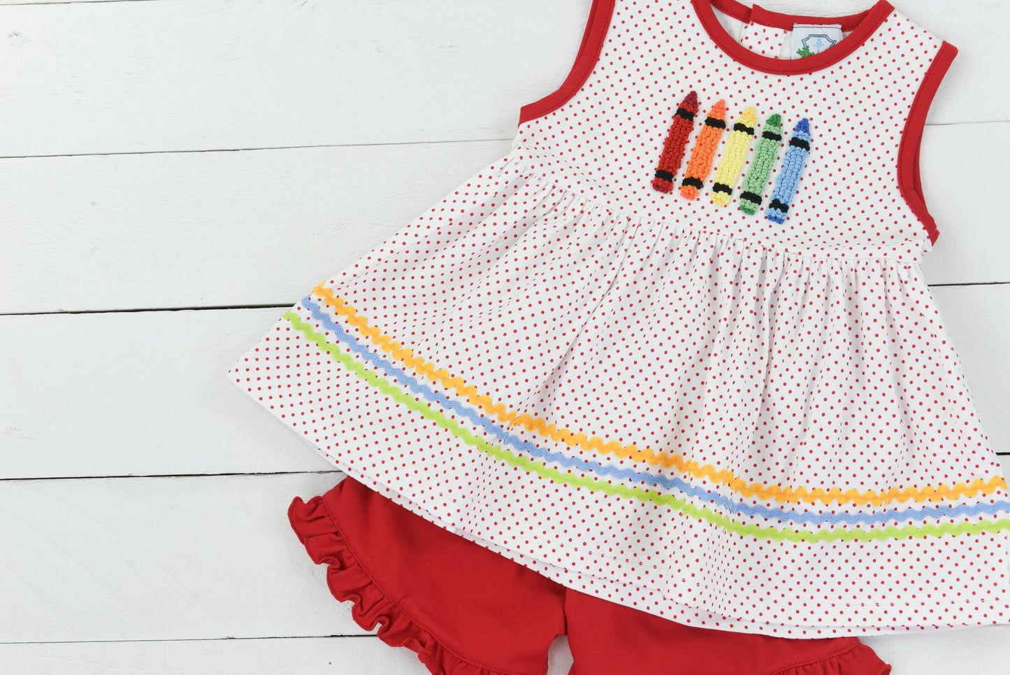 French Knot Crayons Girl Short Set