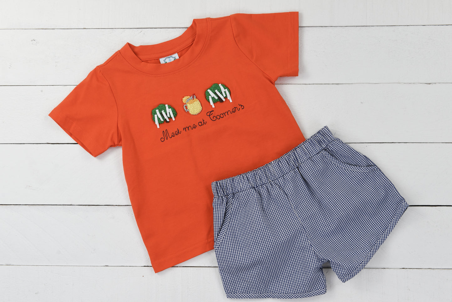 Orange and Navy Southern Saturday Short Set