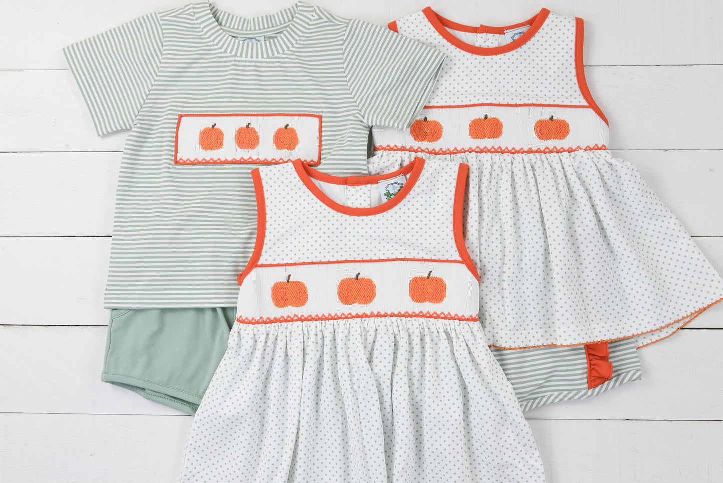 Smocked Pumpkin Boy Short Set