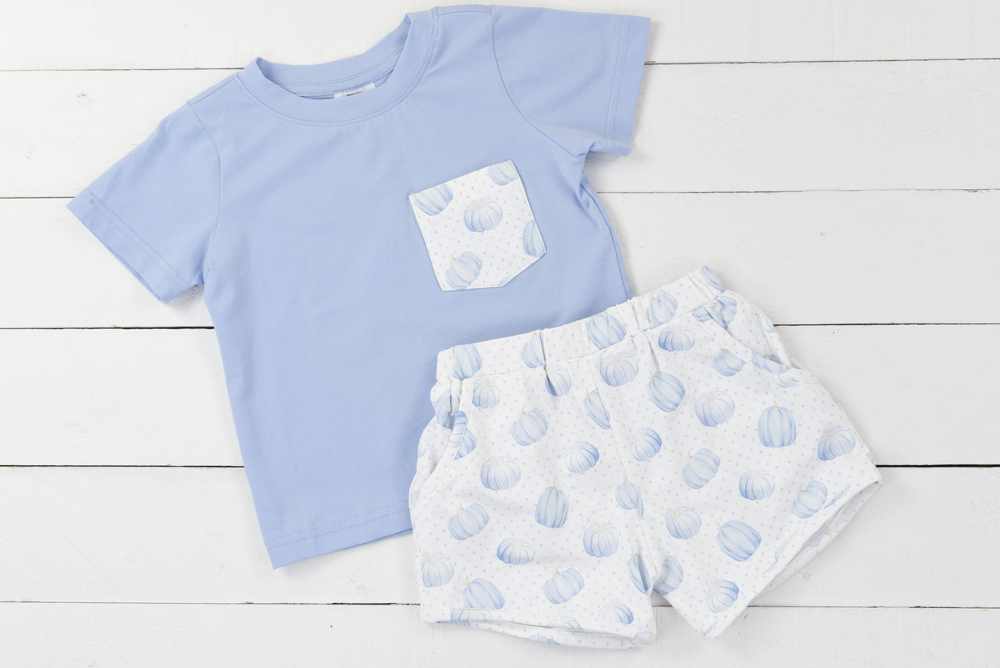 Printed Pumpkin Blue Short Set
