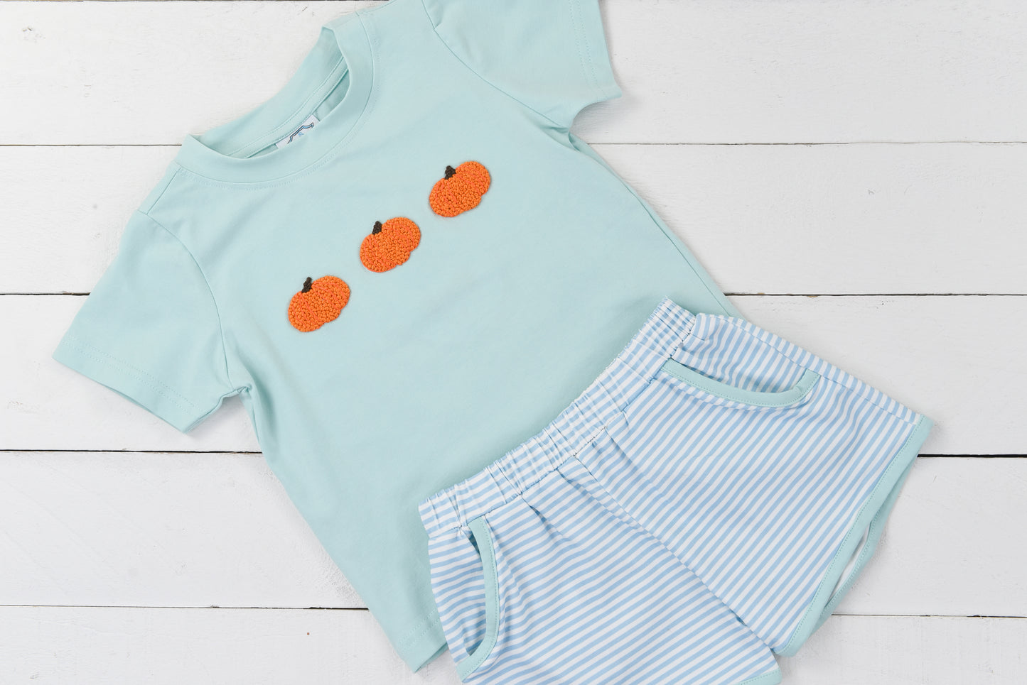 Mint Pumpkin Boy Short Set