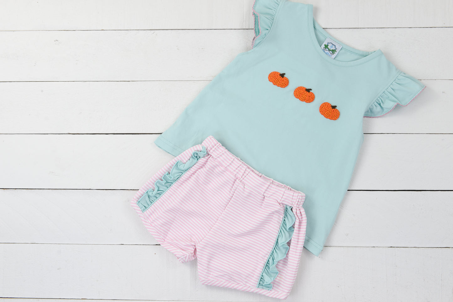 Mint Pumpkin Girl Short Set