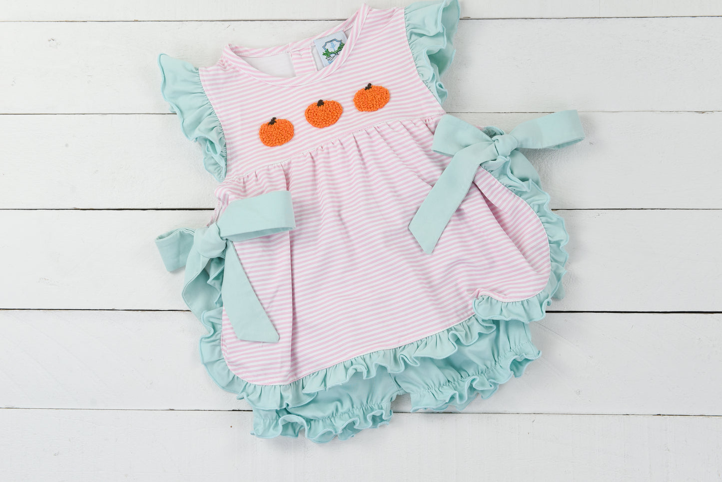 Mint Pumpkin Girl Bubble Short Set