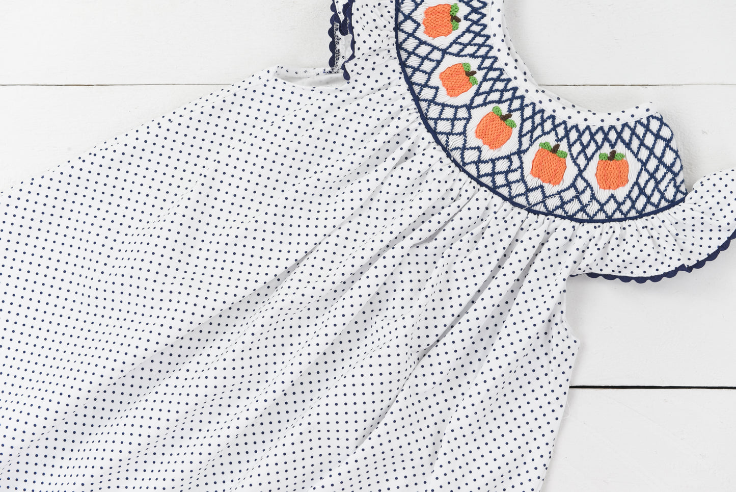 Navy Smocked Pumpkin Dress