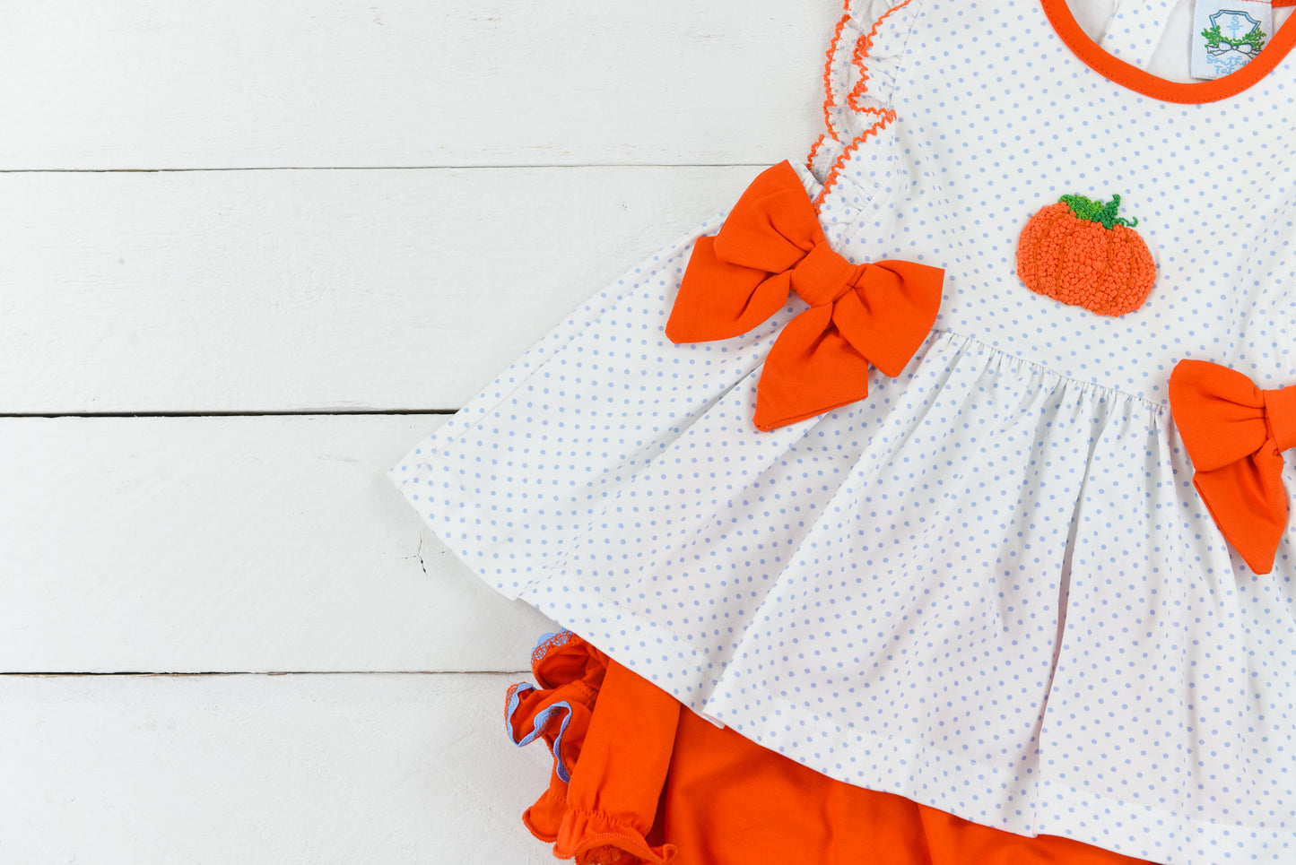 French Knot Pumpkin Girl Diaper Set