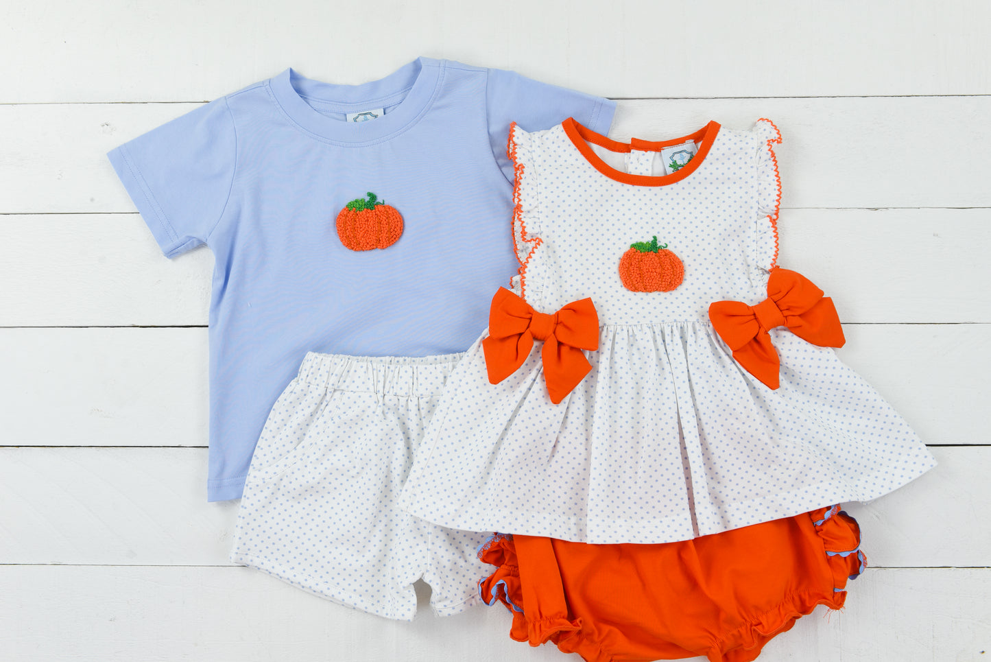 French Knot Pumpkin Girl Diaper Set