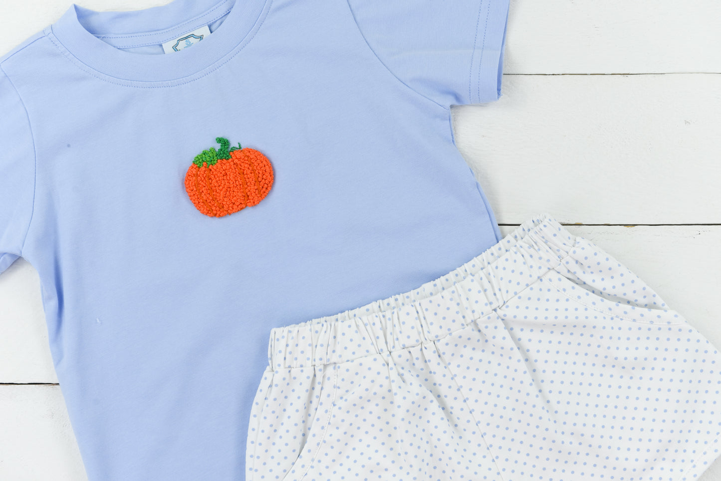 French Knot Pumpkin Boy Short Set