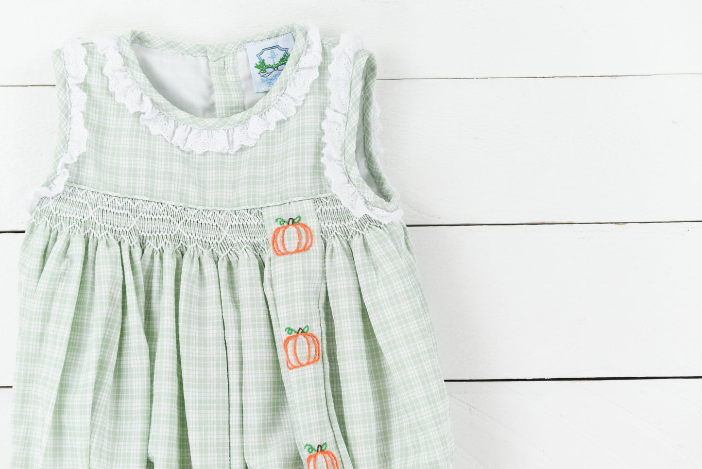 Sage Gingham Pumpkin Girl Bubble