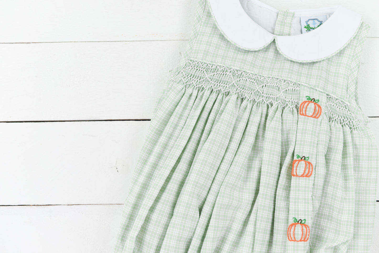 Sage Gingham Pumpkin Boy Bubble