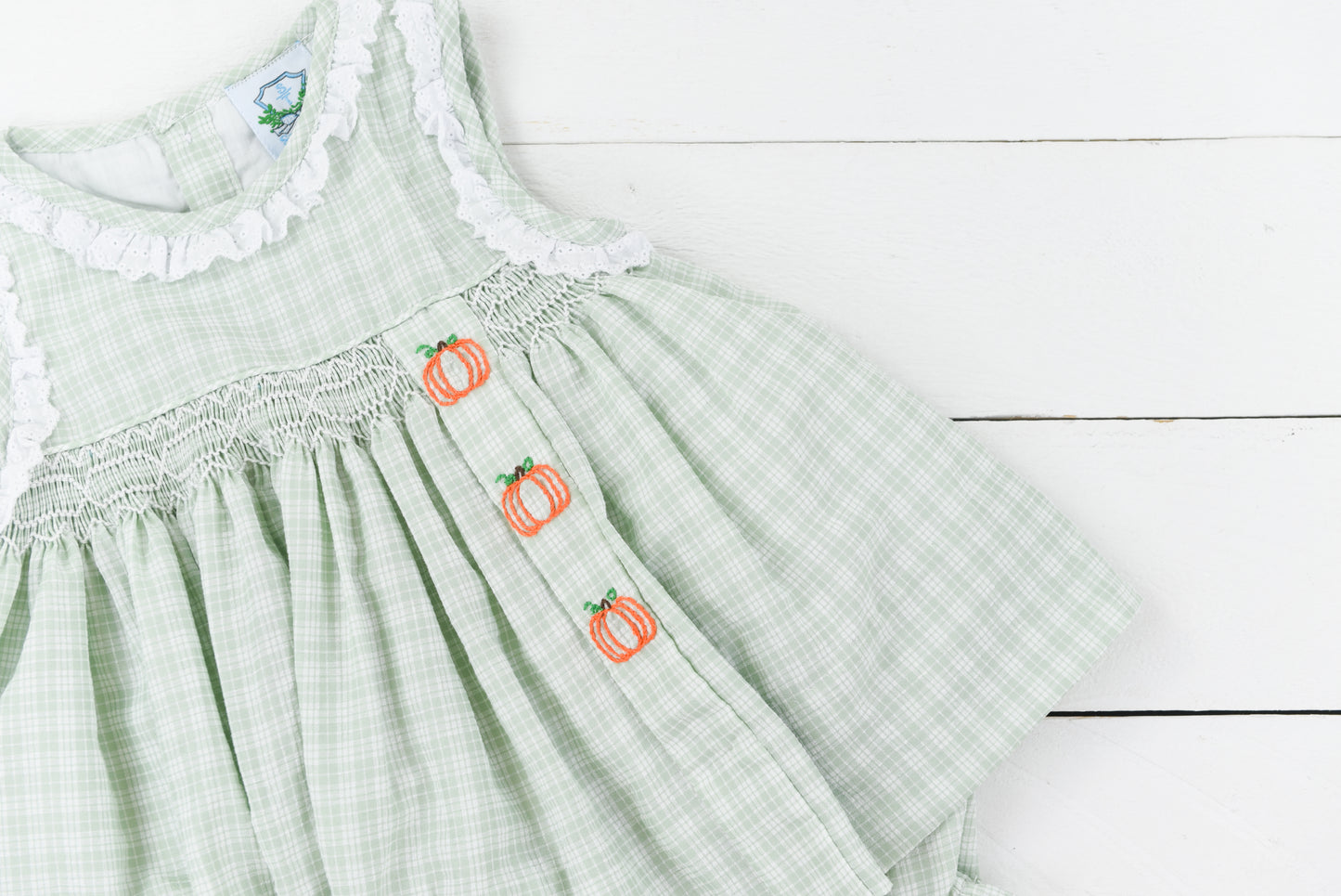 Sage Gingham Pumpkin Bubble Short Set