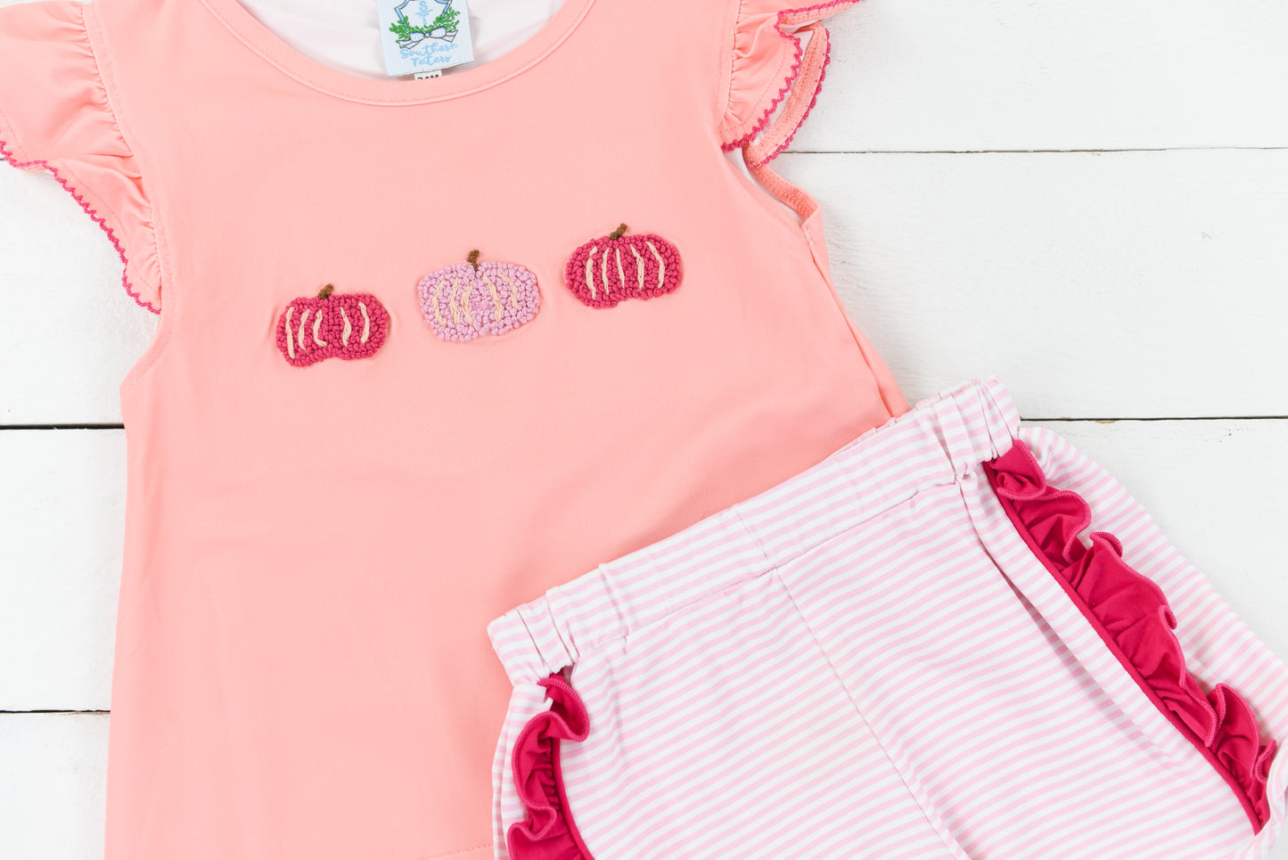 Cute & Colorful Pumpkin Knit Girls Short Set