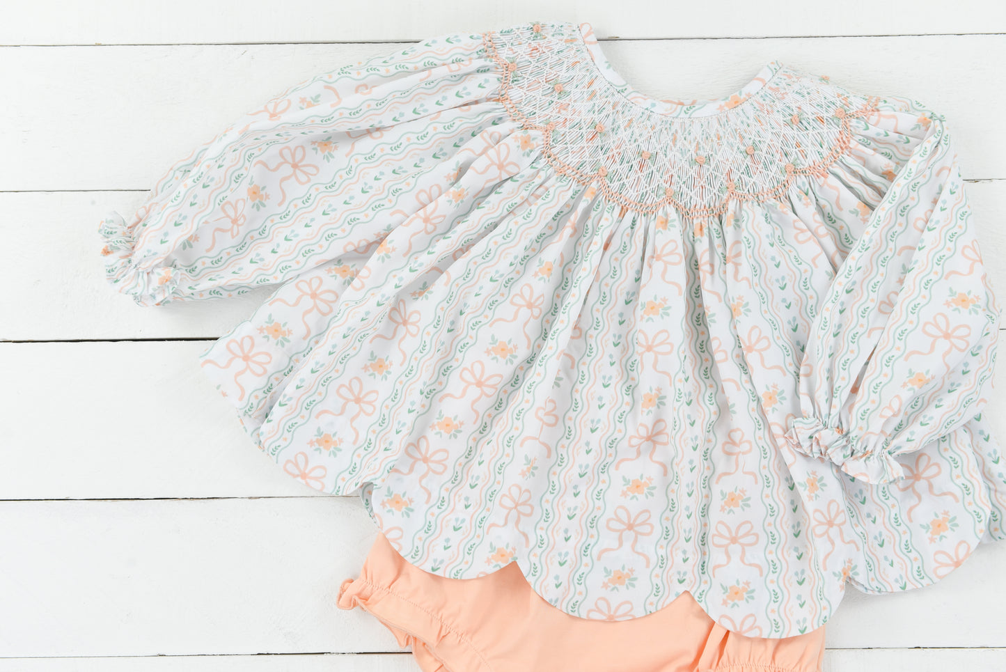 Fancy Fall Trellis Smocked Bloomer Set