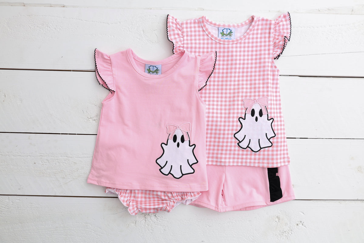 Ghost Gingham Girls Diaper Set