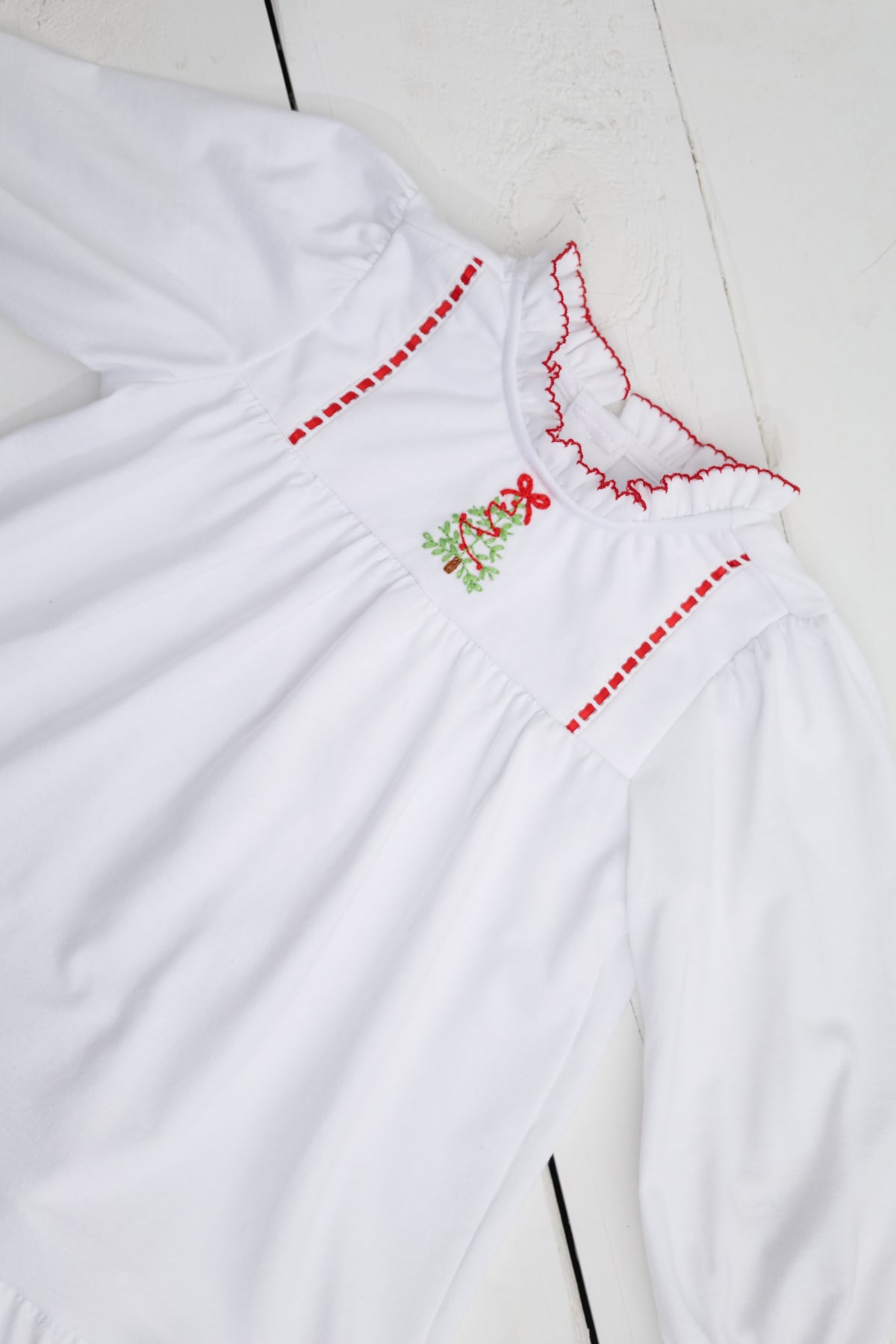 Classic White Christmas Pajama Gown Girls
