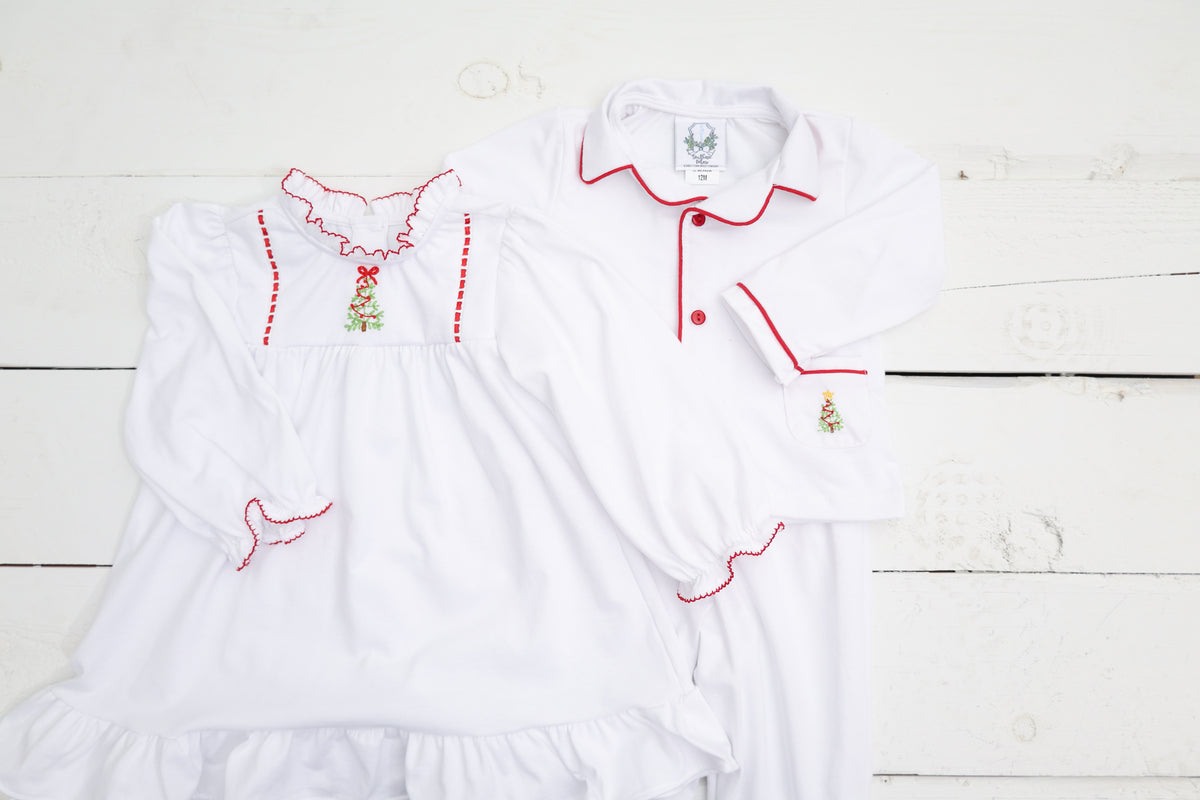 Classic White Christmas Pajama Set Boys