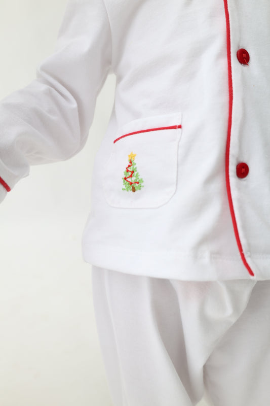 Classic White Christmas Pajama Set Boys