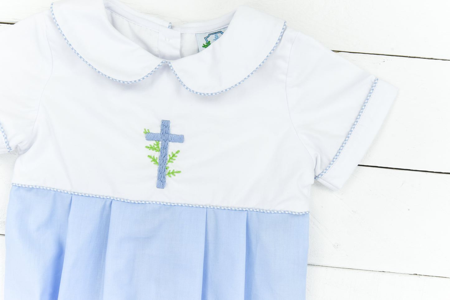 Hand Embroidered Cross Boy Bubble