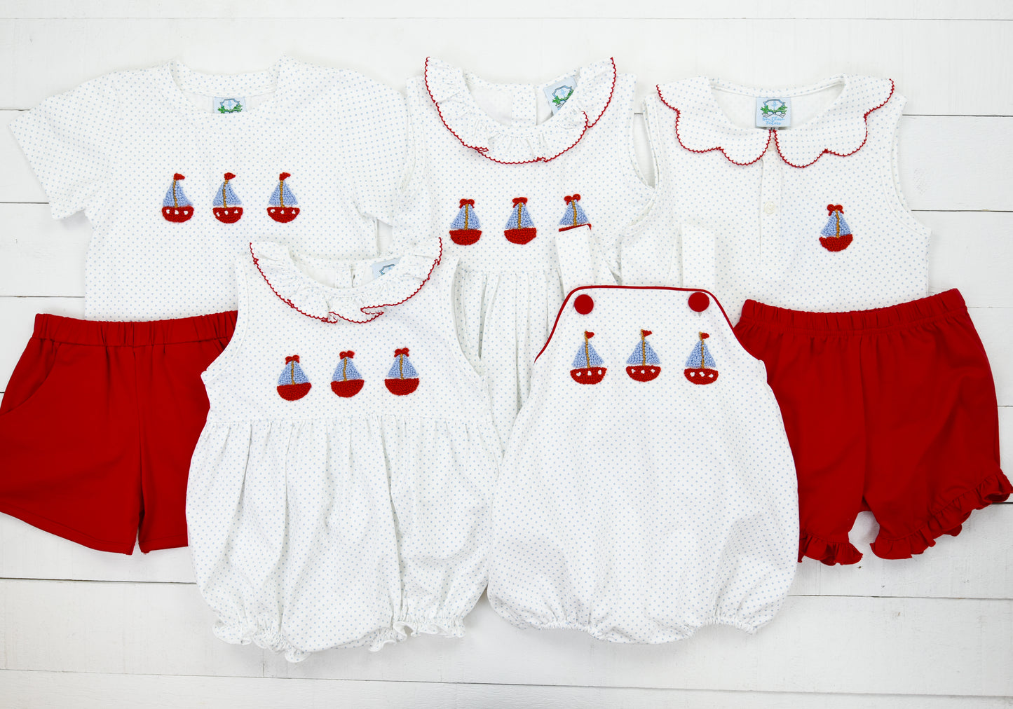 Bitty Dot Sailboat Girls Short Set