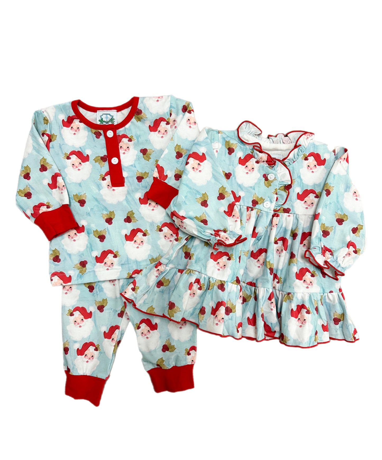 po68: Vintage Santa Pajama 2pc Set