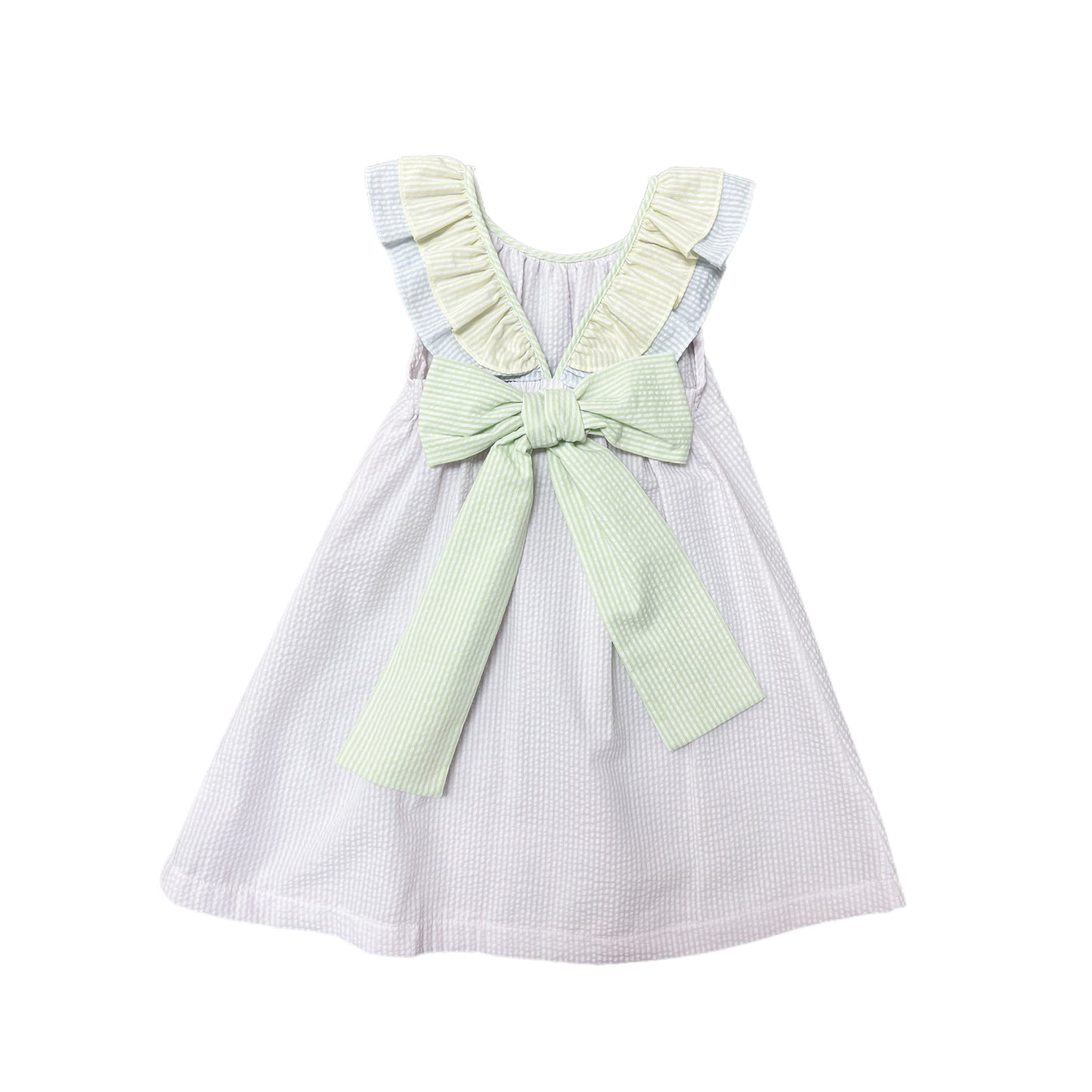 Colorblock Seersucker Girls Dress