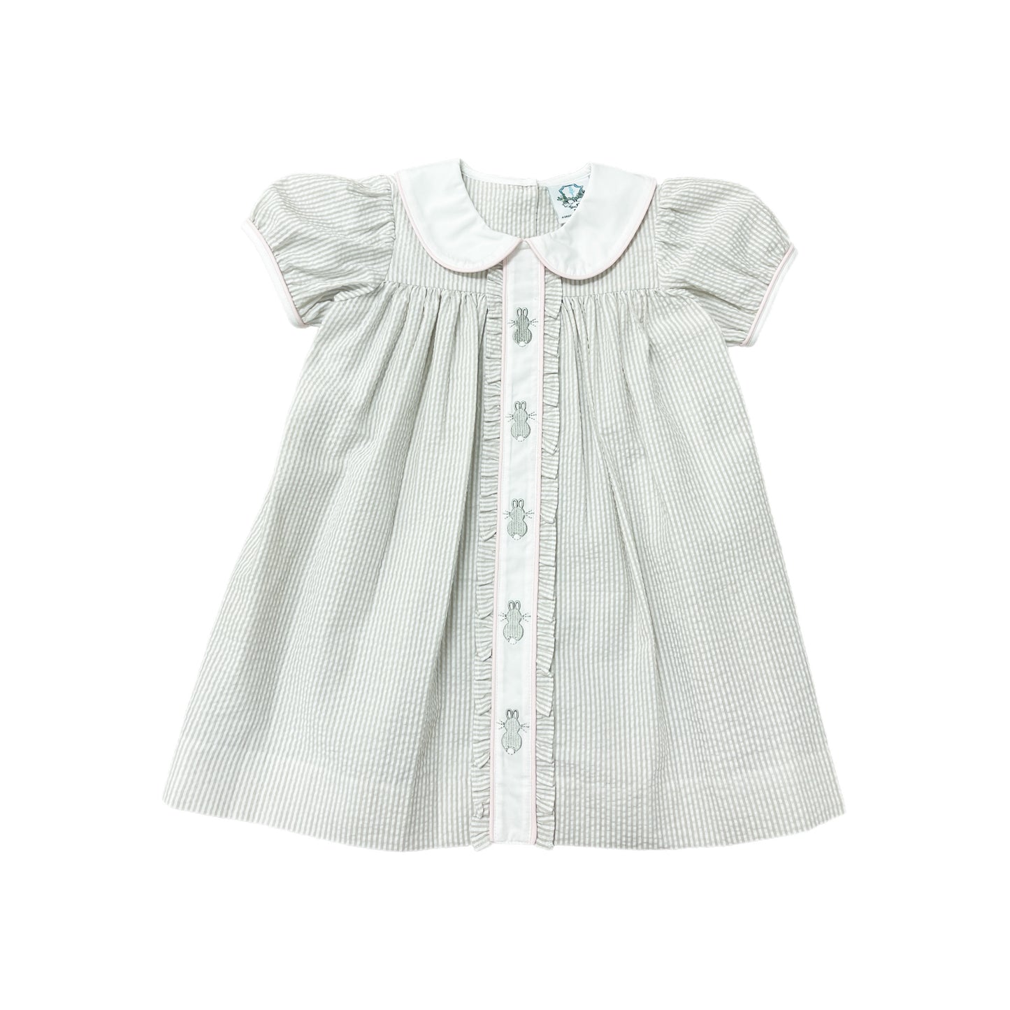 Neutral Seersucker Bunny Girl Dress