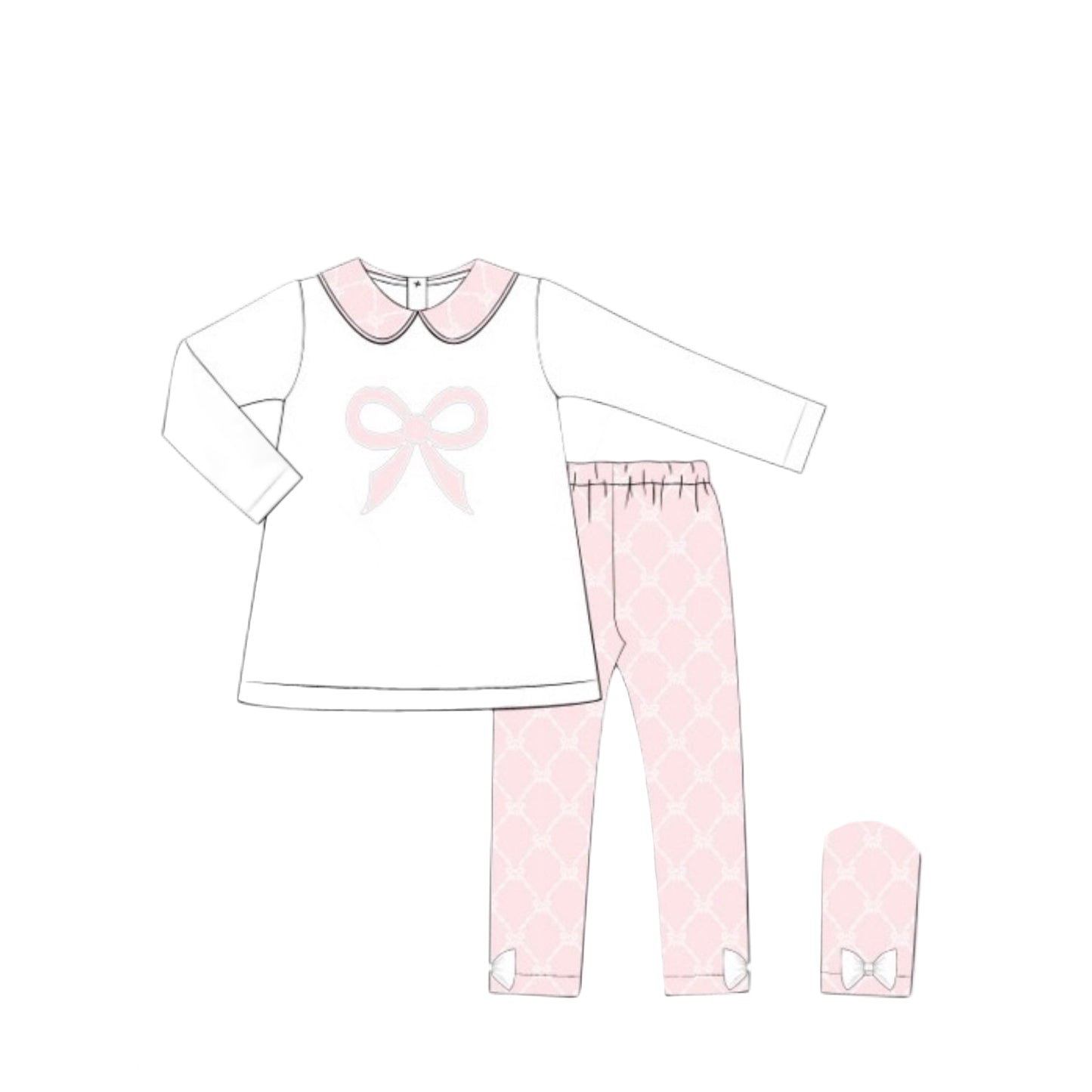 po67: French Knot Bow Trelles Girls Pullover