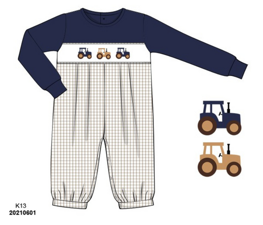 Smocked Tractors Boys Longall