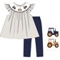 Smocked Tractor Girls Pant Set