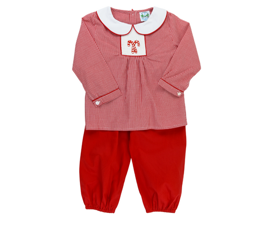 Smocked Candy Cane Boy Pant Set