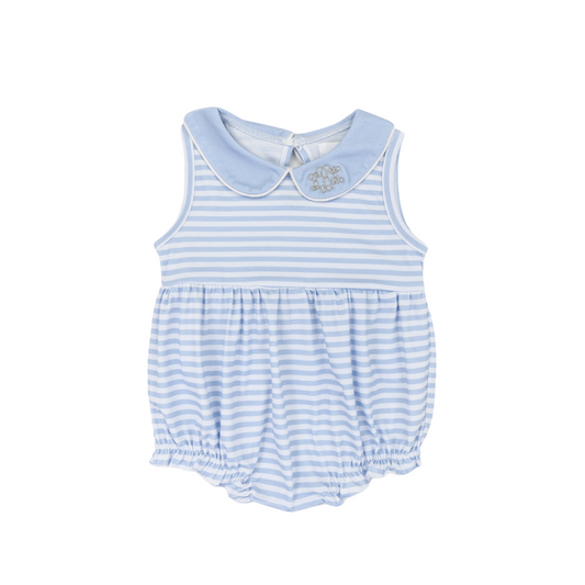 Dusty Blue Stripe Girls Bubble