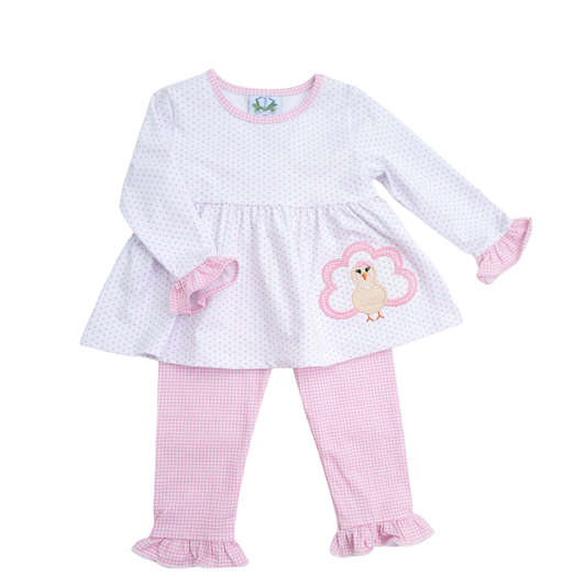 Turkey Applique Girl Pant Set