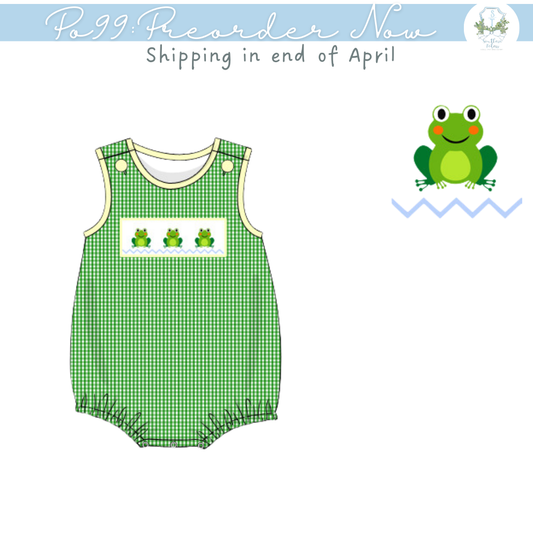 PO99: Smocked Green Frog Boy Bubble