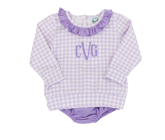 PO92: Purple Gingham Diaper Set