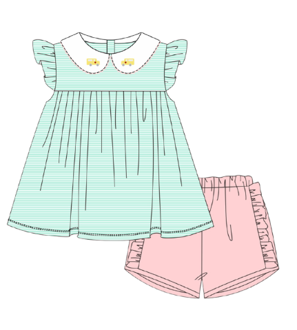 PO112: Little Bus Girl Short Set