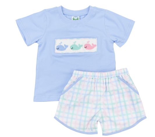 Pastel Whales Boys Short Set