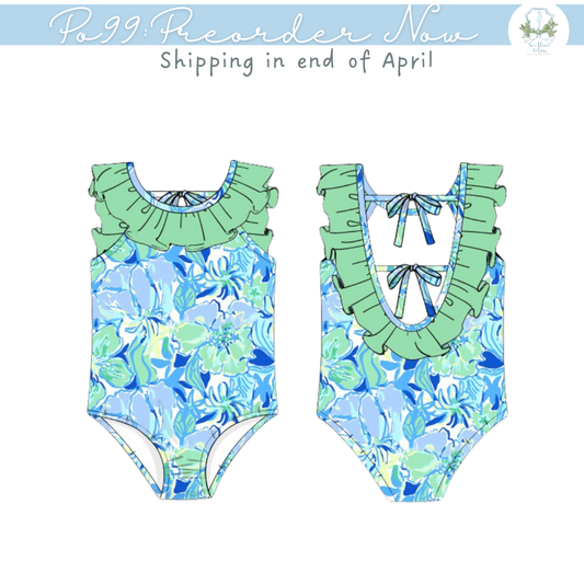 PO99: Floral 1pc Ruffle Swimsuit