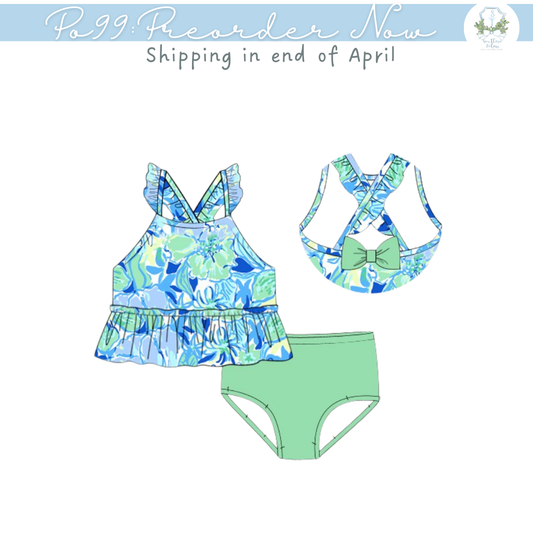 PO99: Floral Two Piece Swimsuit