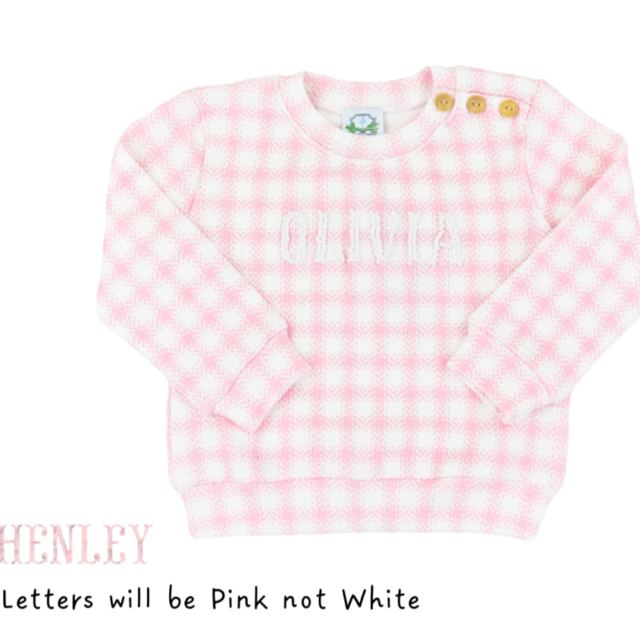 Pink Gingham French Knot Sweater