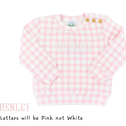 Pink Gingham French Knot Sweater