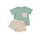 Simple Tan Stripe Knit Name Boy Short Set