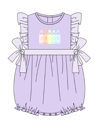 PO112: Colorful Applique Crayons Girl Bubble