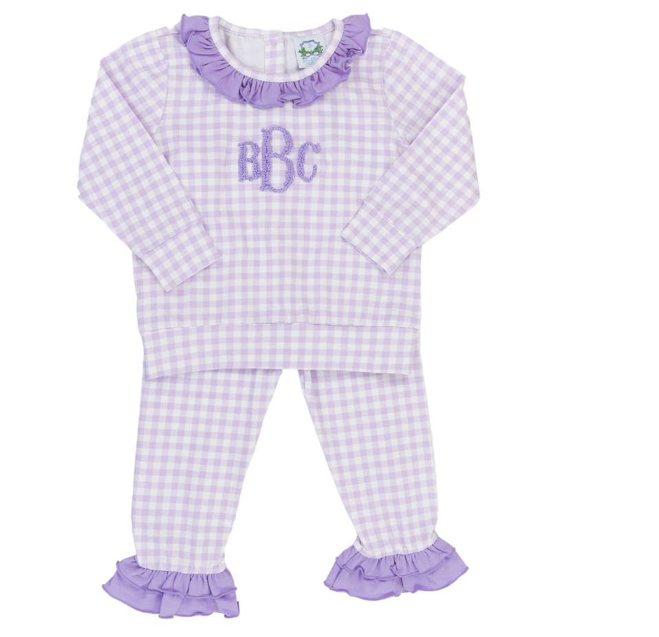 Purple Gingham Pants Set