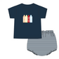 PO112: Colorful Applique Crayons Diaper Set