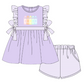 PO112: Colorful Applique Crayons Girl Short Set